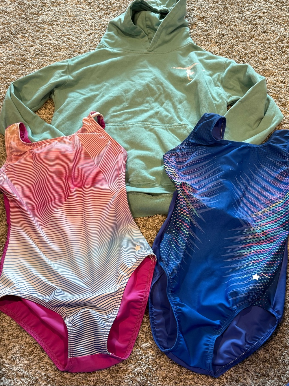 Girls' Star Logo Swim One-Piece - Pink Gradient & Blue